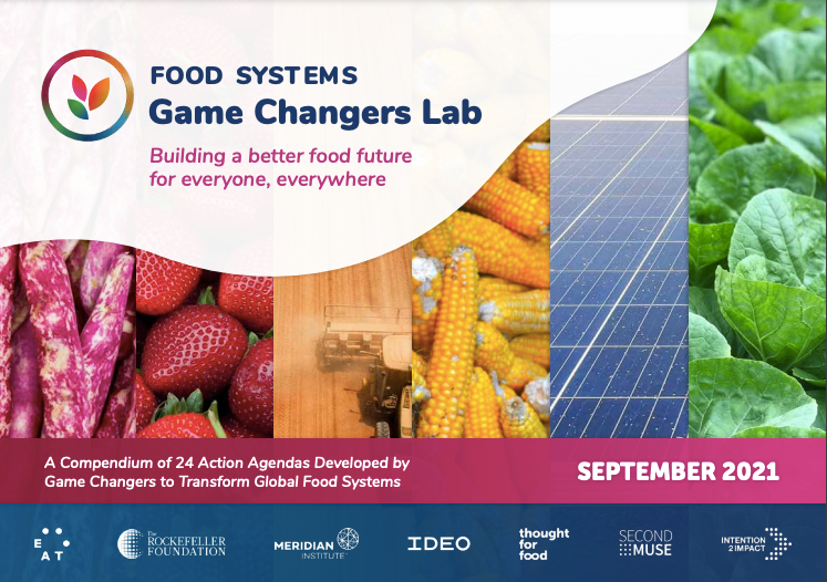 最终报告，食品系统游戏改变者实验室(由EAT、IDEO、食品思考、洛克菲勒基金会、未来论坛、子午线研究所合作)，seconddmuse和Intention Impact。Acterra是解决方案队列18的参与者(见第150页)。2021年9月。在https://thoughtforfood.org/gamechangerslab/在线