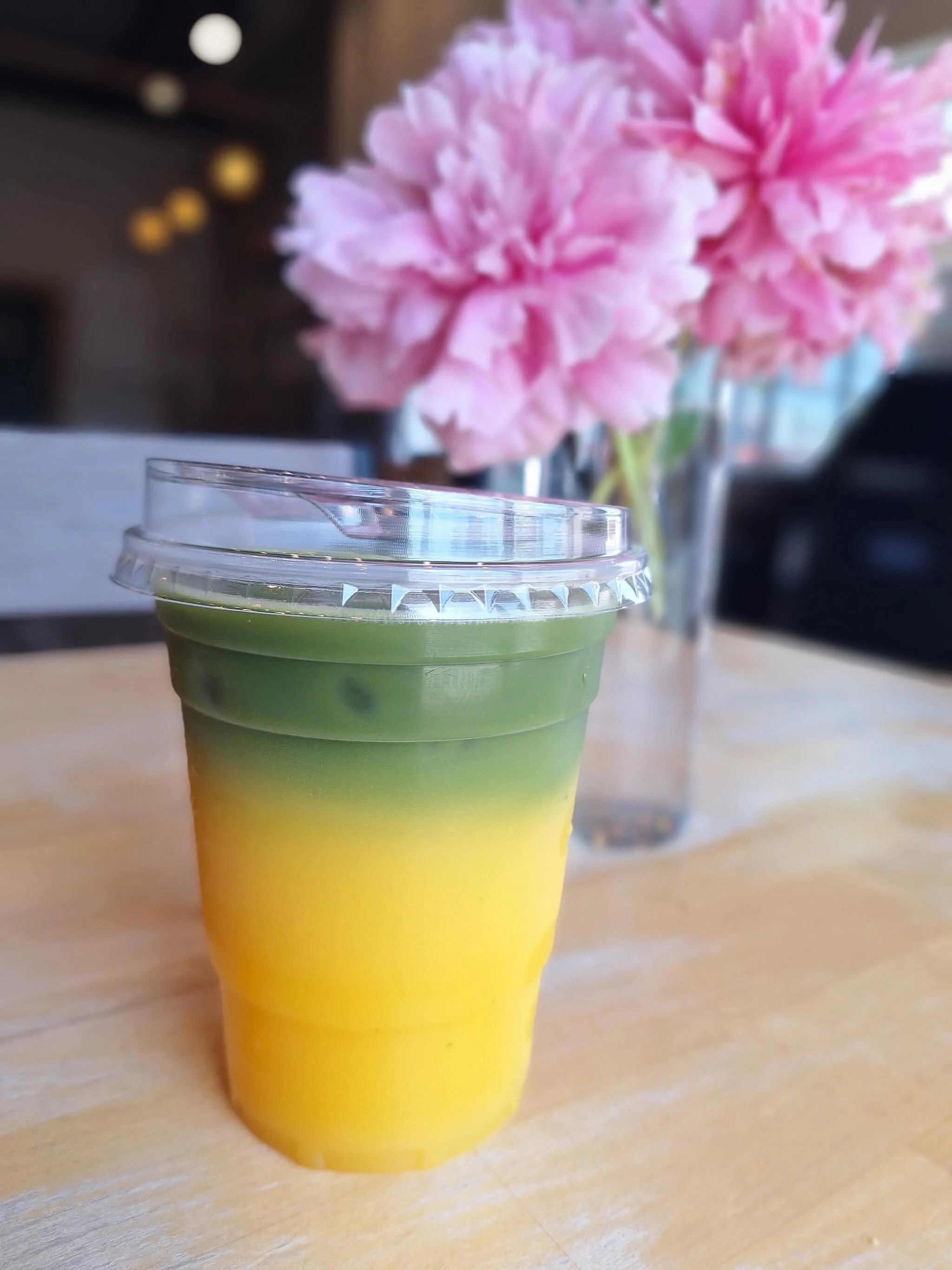 It&rsquo;s a gorgeous day to enjoy a refreshing Tangerine-Orange Matcha on the patio 😍