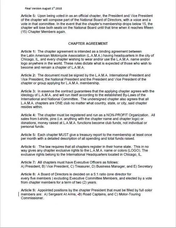 Latin American Motorcycle Association Bylaws Reviewmotors.co