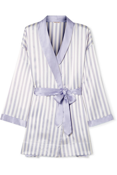 Amanda Fatherazi MorganLaneBunny appliquéd striped silk-charmeuse robe.jpg