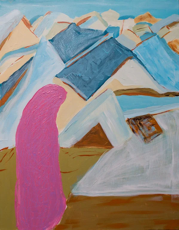 Refugee camp #1 20”X16” acrylic on canvas The starkness and cramped quarters of the refugee camp.