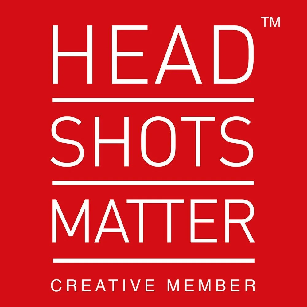 Red background with white text reading 'HEAD SHOTS MATTER' and smaller text below saying 'CREATIVE MEMBER'.
