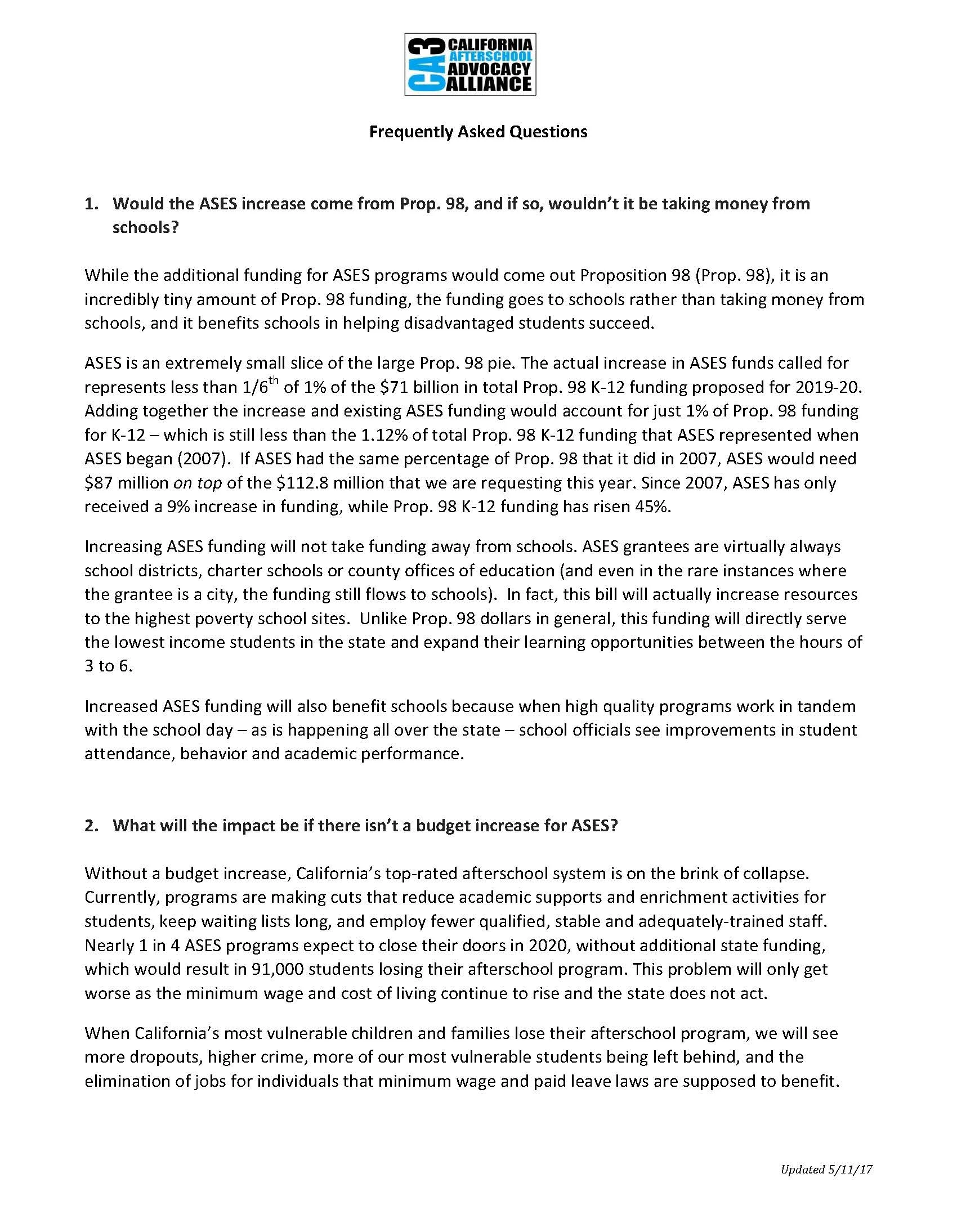 FAQ 2019
