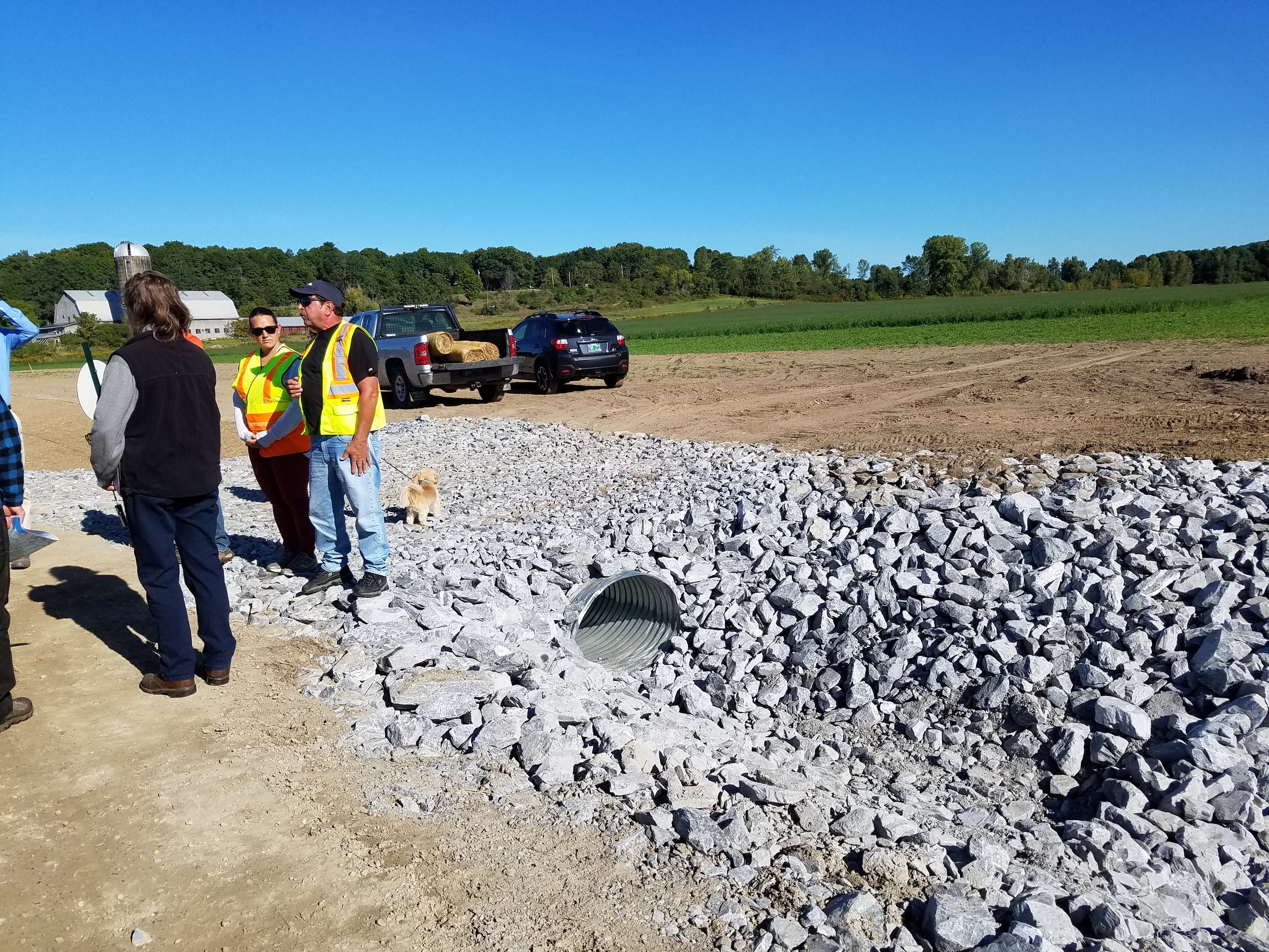 Partners work on roadside swale improvements at E. Thompson's Point Rd.