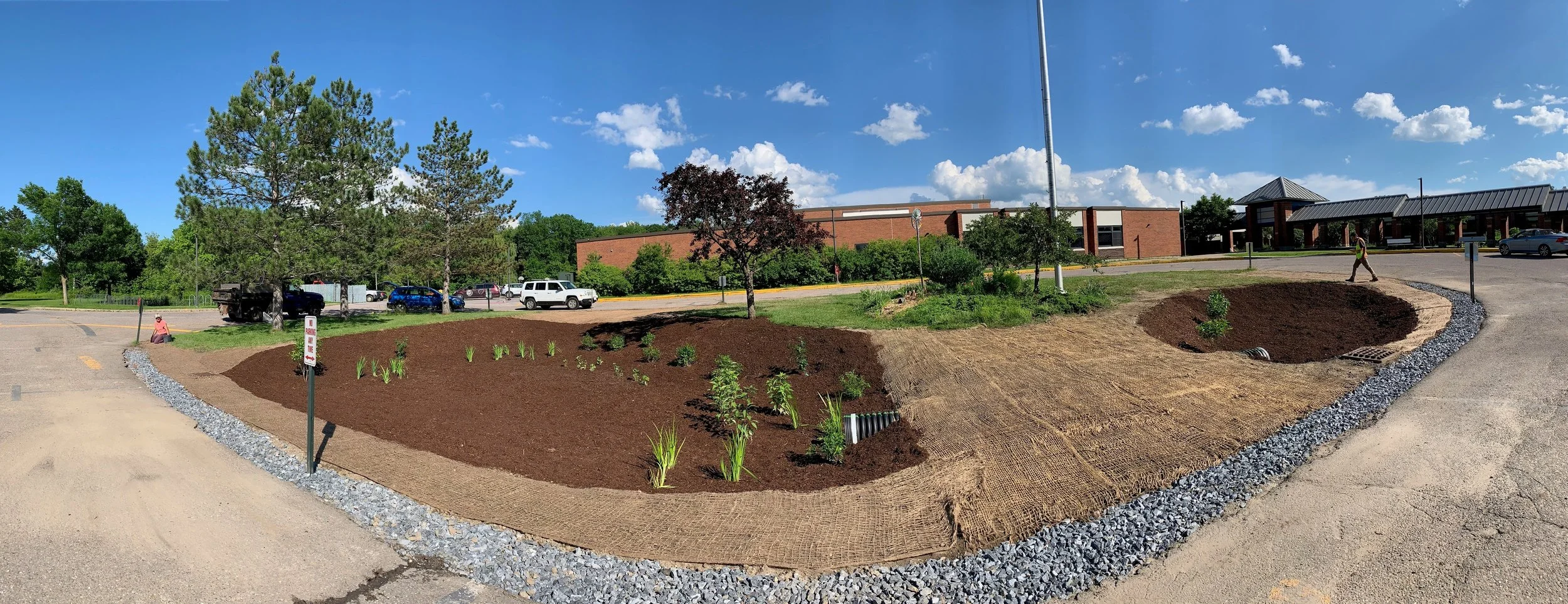 The completed Shelburne Community School rain garden