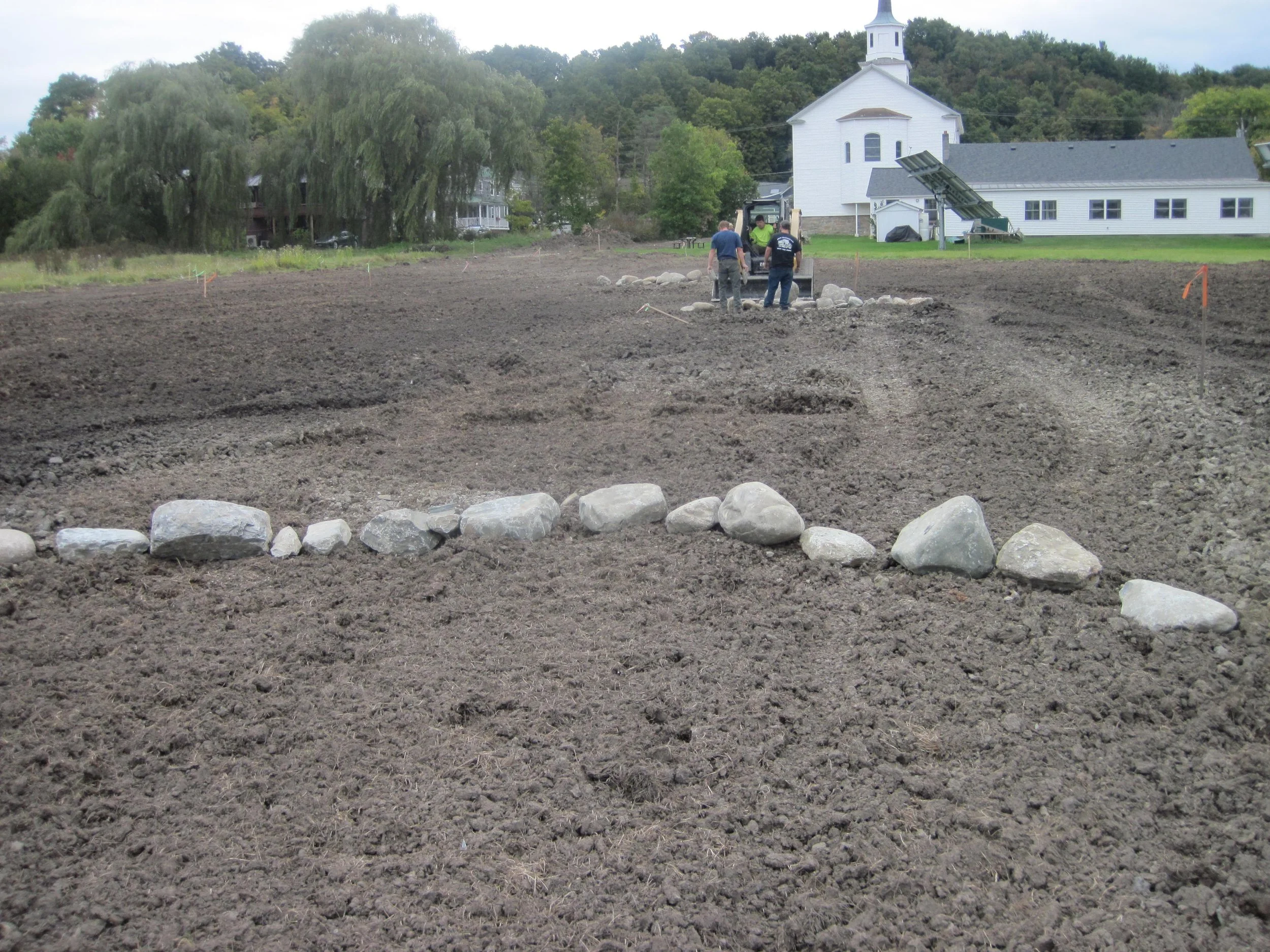 Placement of rocks during construction