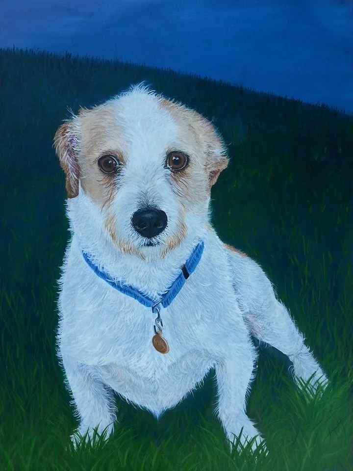 Fritz on the Grassy Knoll , Acrylic on Canvas, 16"x20"