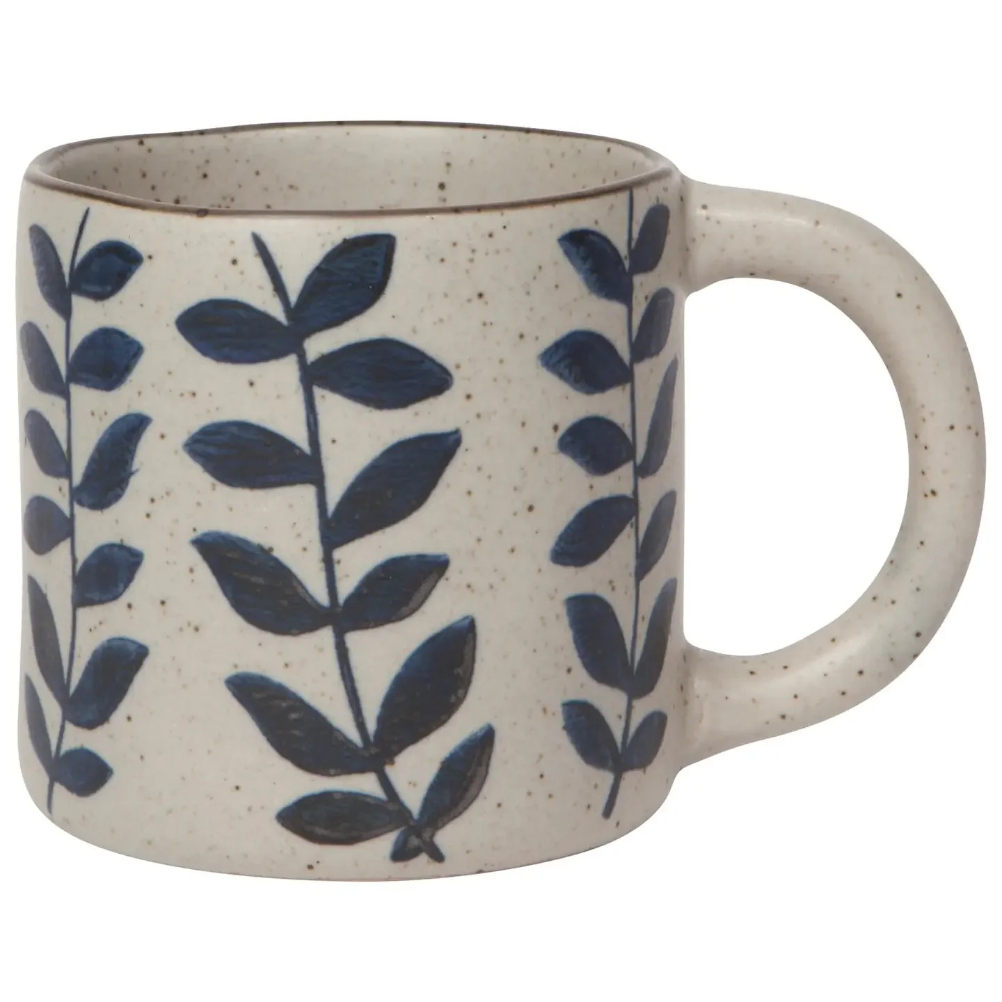 Artisan Blue Leaf Stoneware Mug