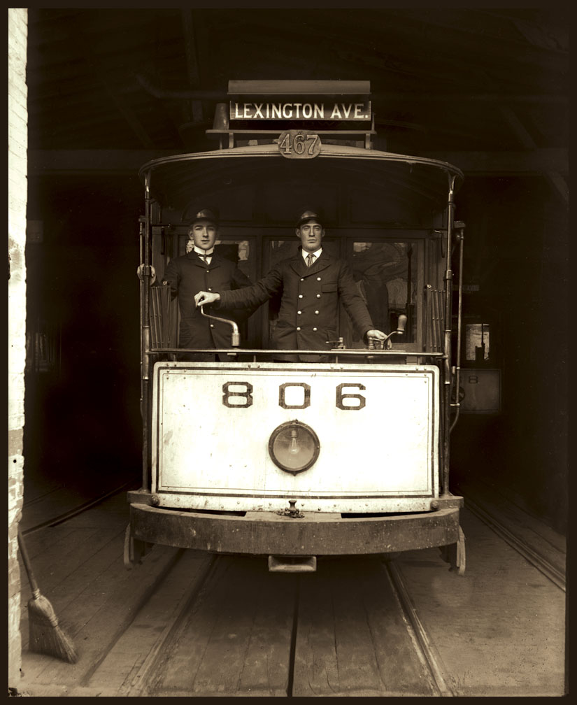 Lexington Ave Trolley c.1910 from original 5x7 glass plate negative