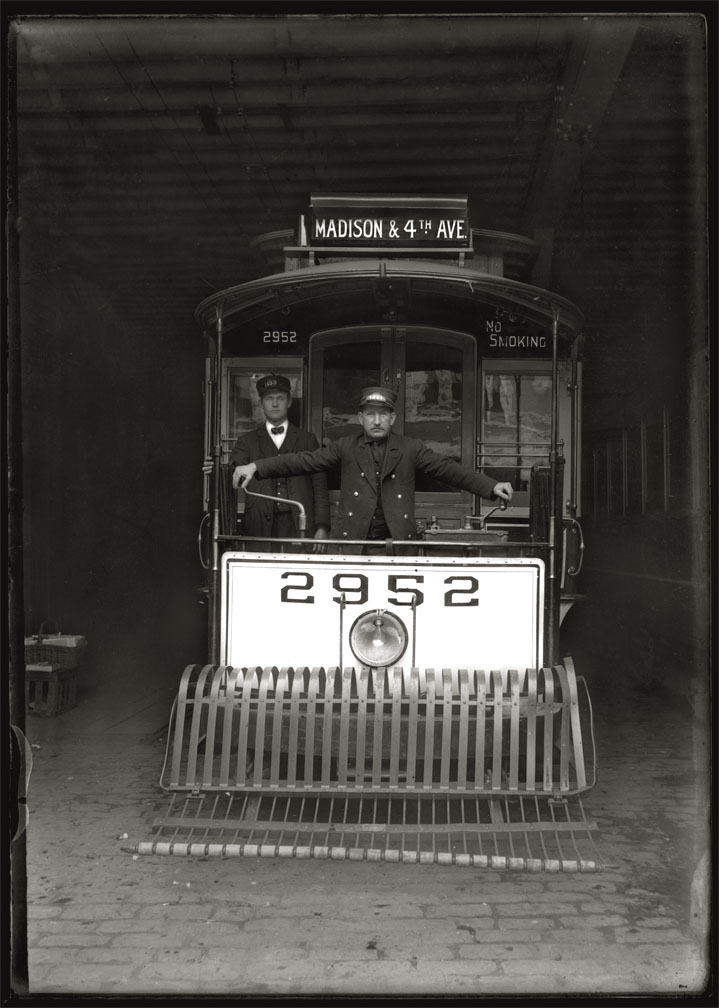 Madison & 4th ave Trolley c.1910 from original glass plate negative