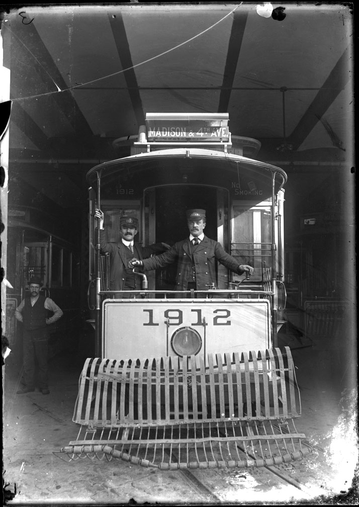 Madison & 4th ave Trolley c.1910 from original glass plate negative