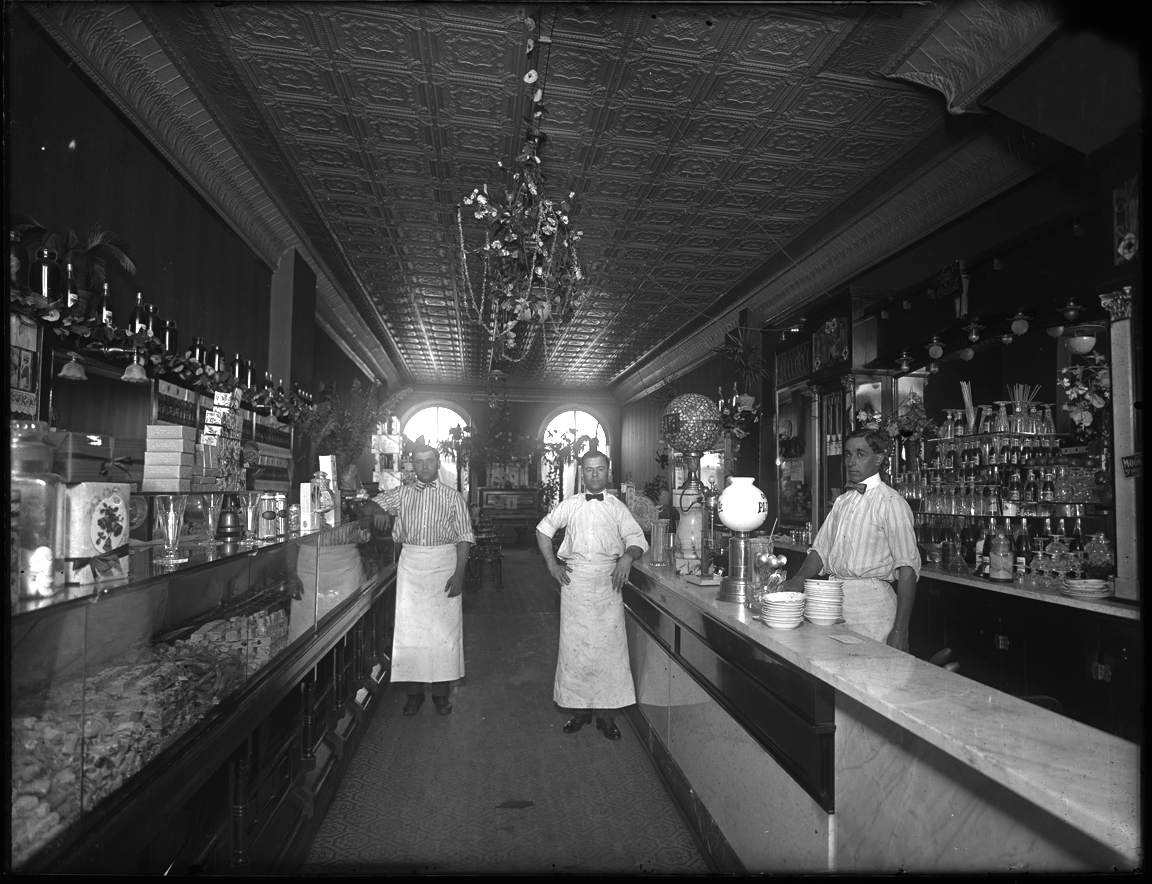 Ice Cream Parlor c.1920 from original 5x7 glass plate negative