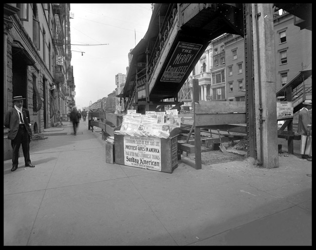 Union Square Newspaper Stand c.1912 from original 8x10 glass plate negative