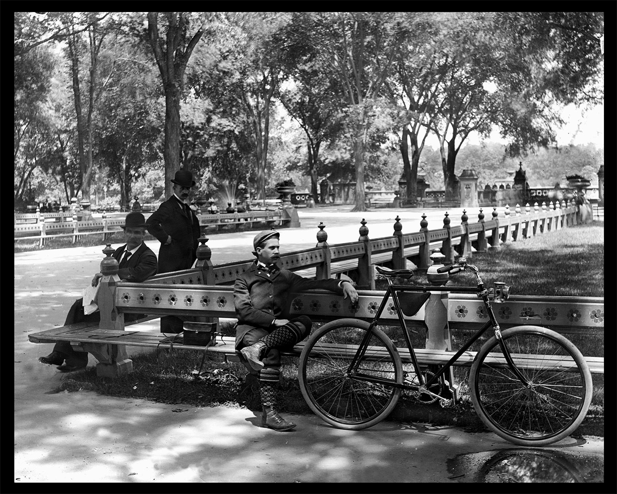 Bike in Central Parkc.1900 from original 4x5 glass plate negative