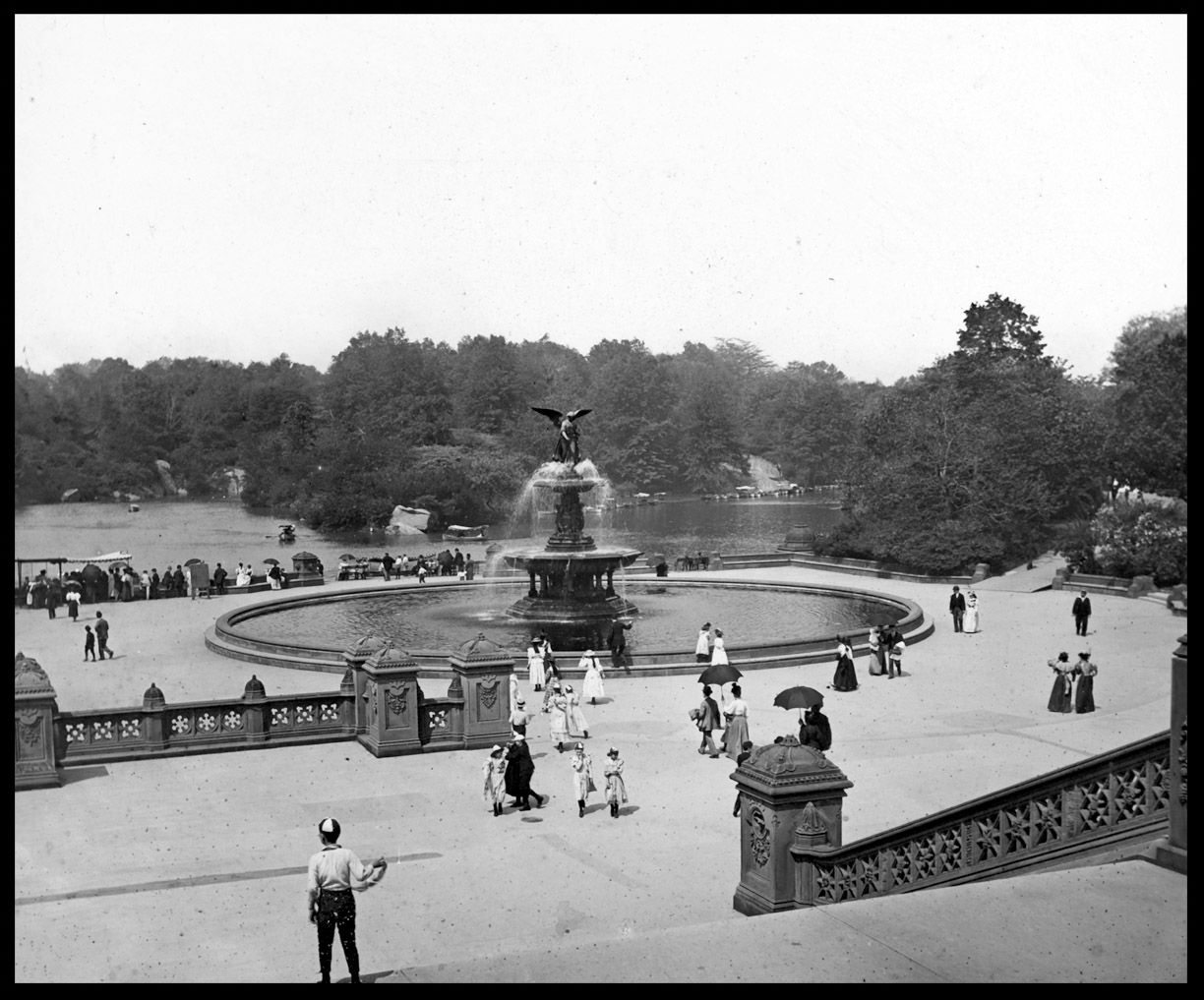 Central Park Bethesda Fountain c.1915 from original 4x5 glass plate negative