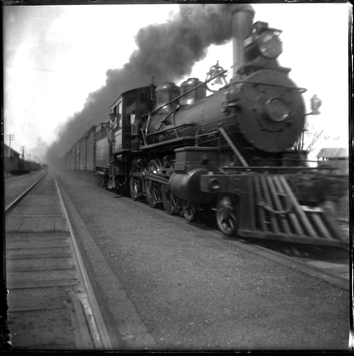 Locomotive with Smoke c.1920 from original 4x5 glass plate negative
