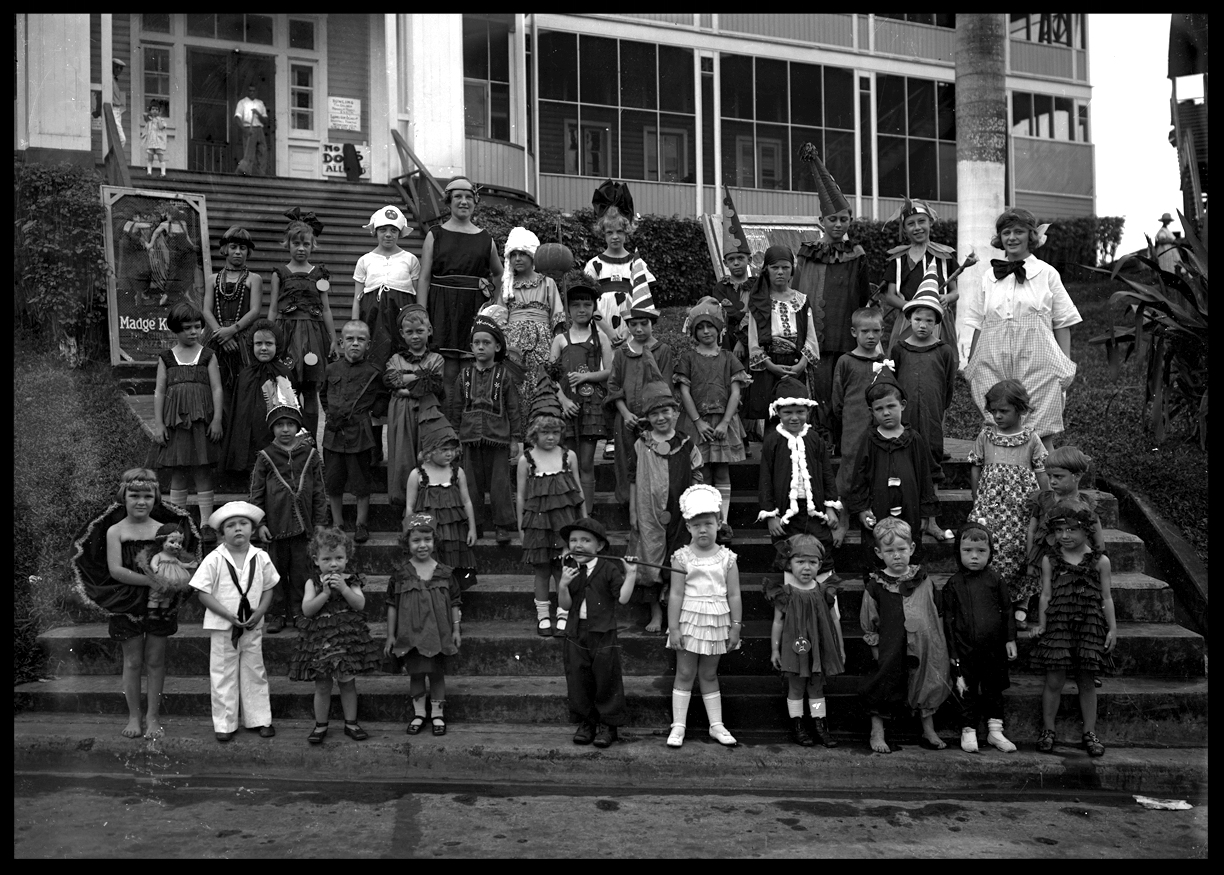 Halloween Kids c.1915 from original 5x7 glass plate negative