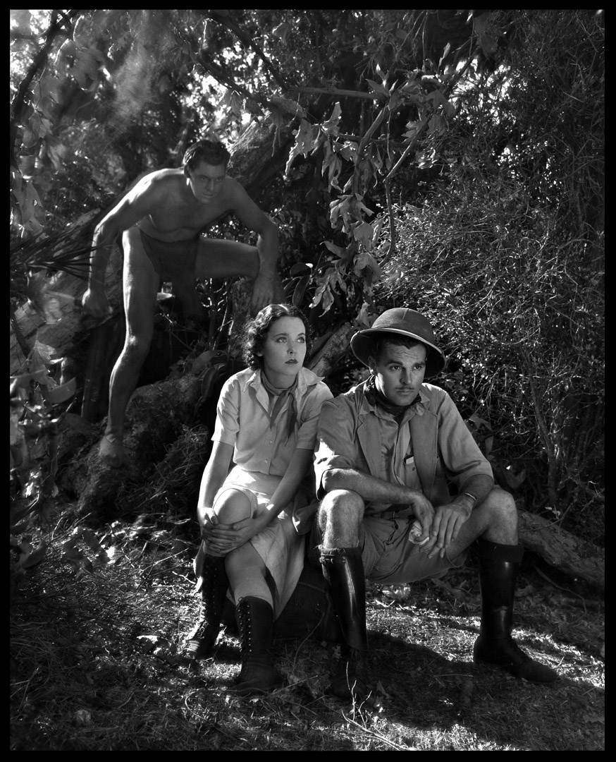Johnny Weissmuller as Tarzan the Ape Man with Maureen O'Sullivan & Neil Hamilton c.1932 from original 8x10 negative