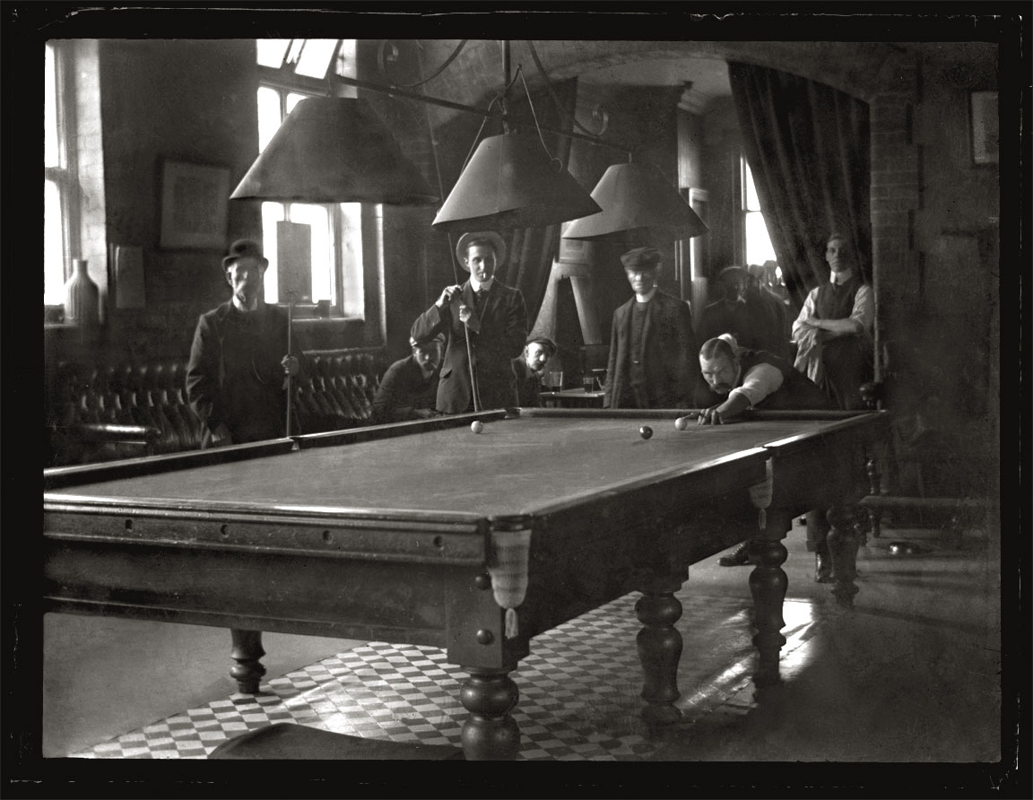 Snooker Ball Billards c.1910 from original 4x5 glass plate negative