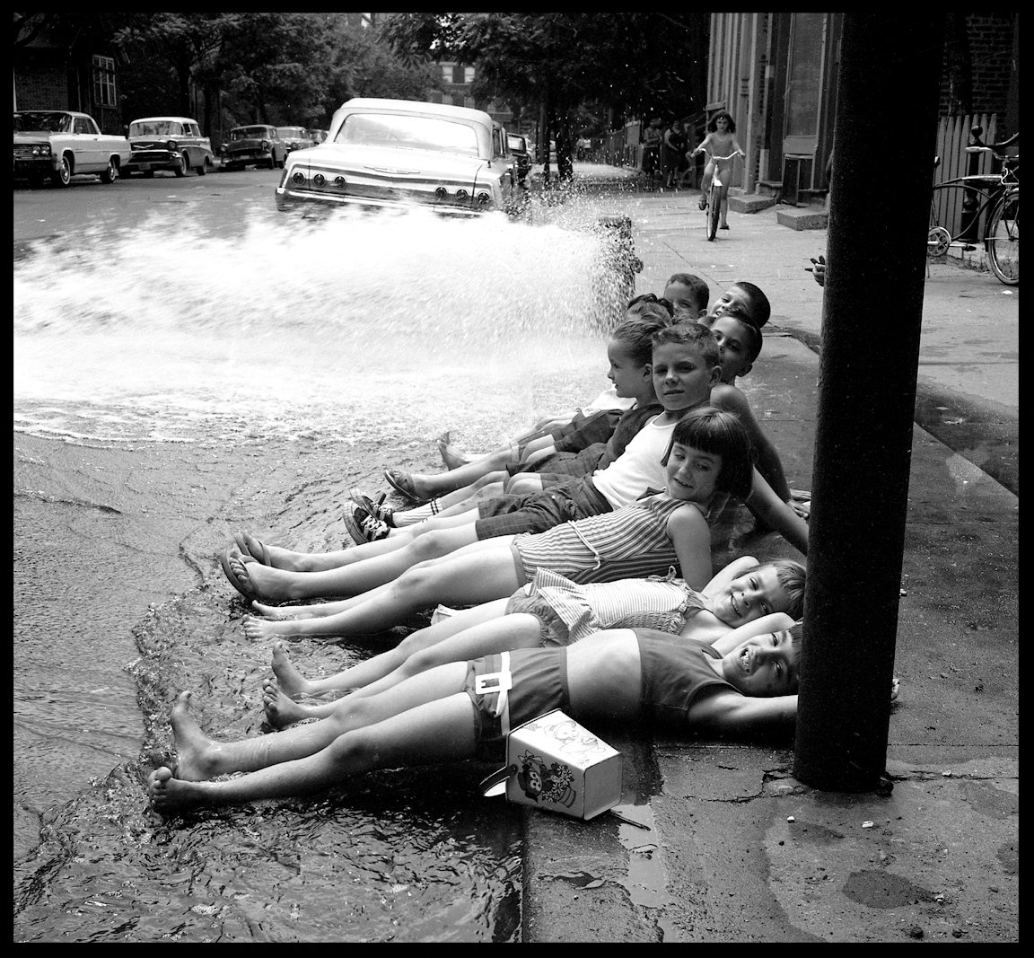 Kids Cooling Off at Johnny Pump ( Fire Hydrant ) c.1960 from original 4x5 negative