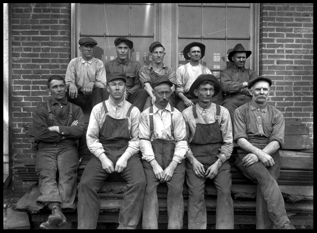 Factory Workers c.1920 from original 4x5 glass plate negative