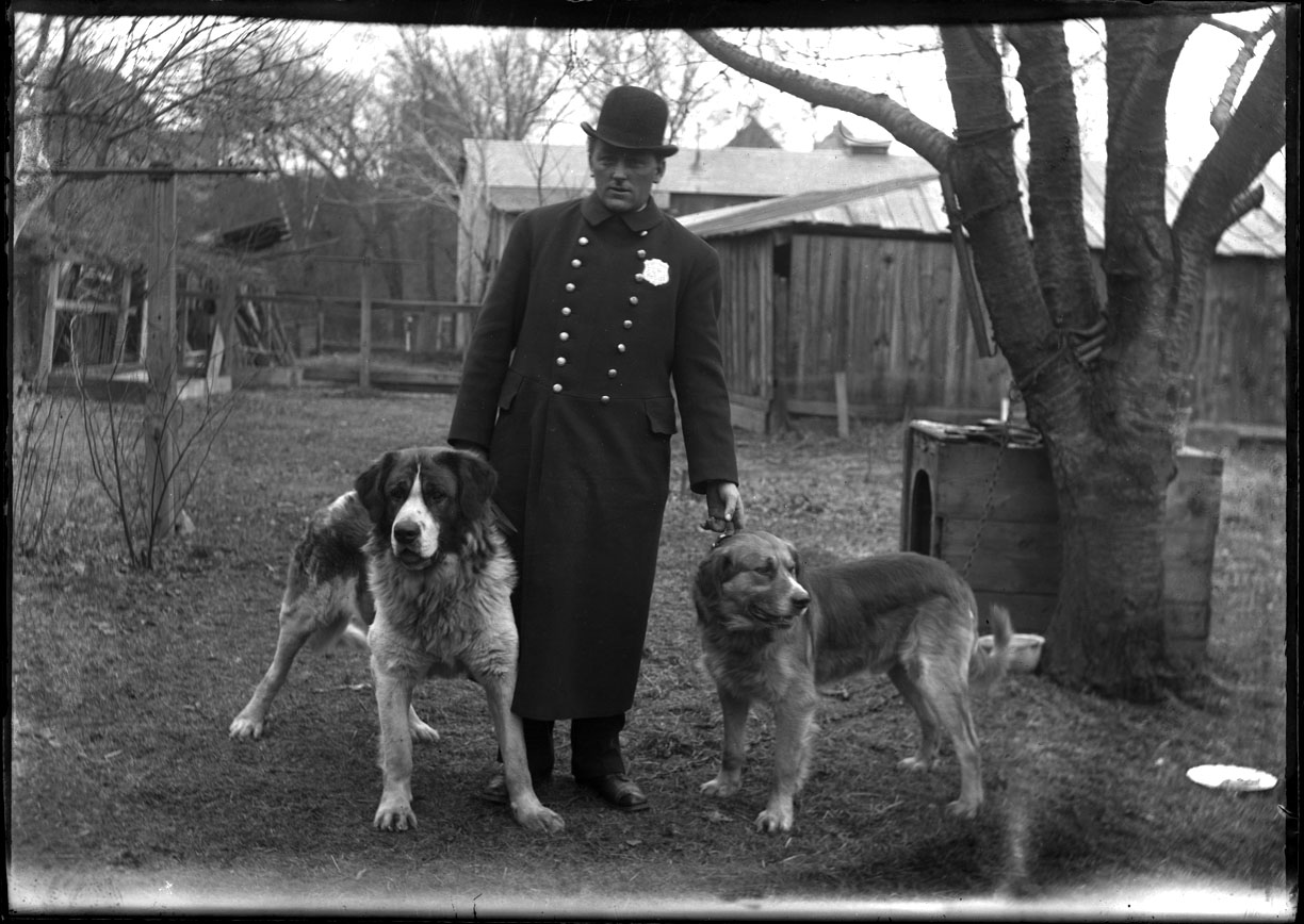 Police Officer with K-9 c.1900 from original 5x7 glass plate negative