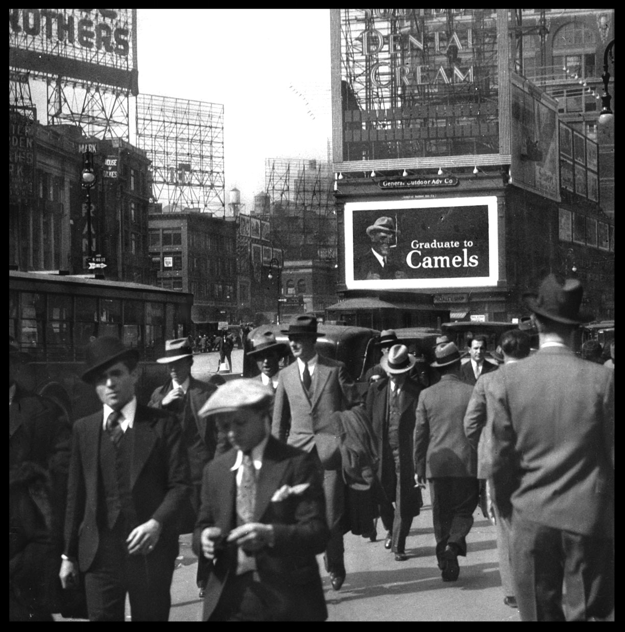 Times Square c.1920 from original glass plate negative