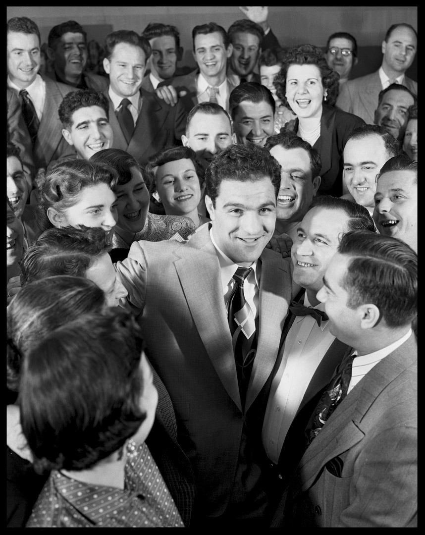 Rocky Marciano in crowd c.1952 from original 4x5 negative