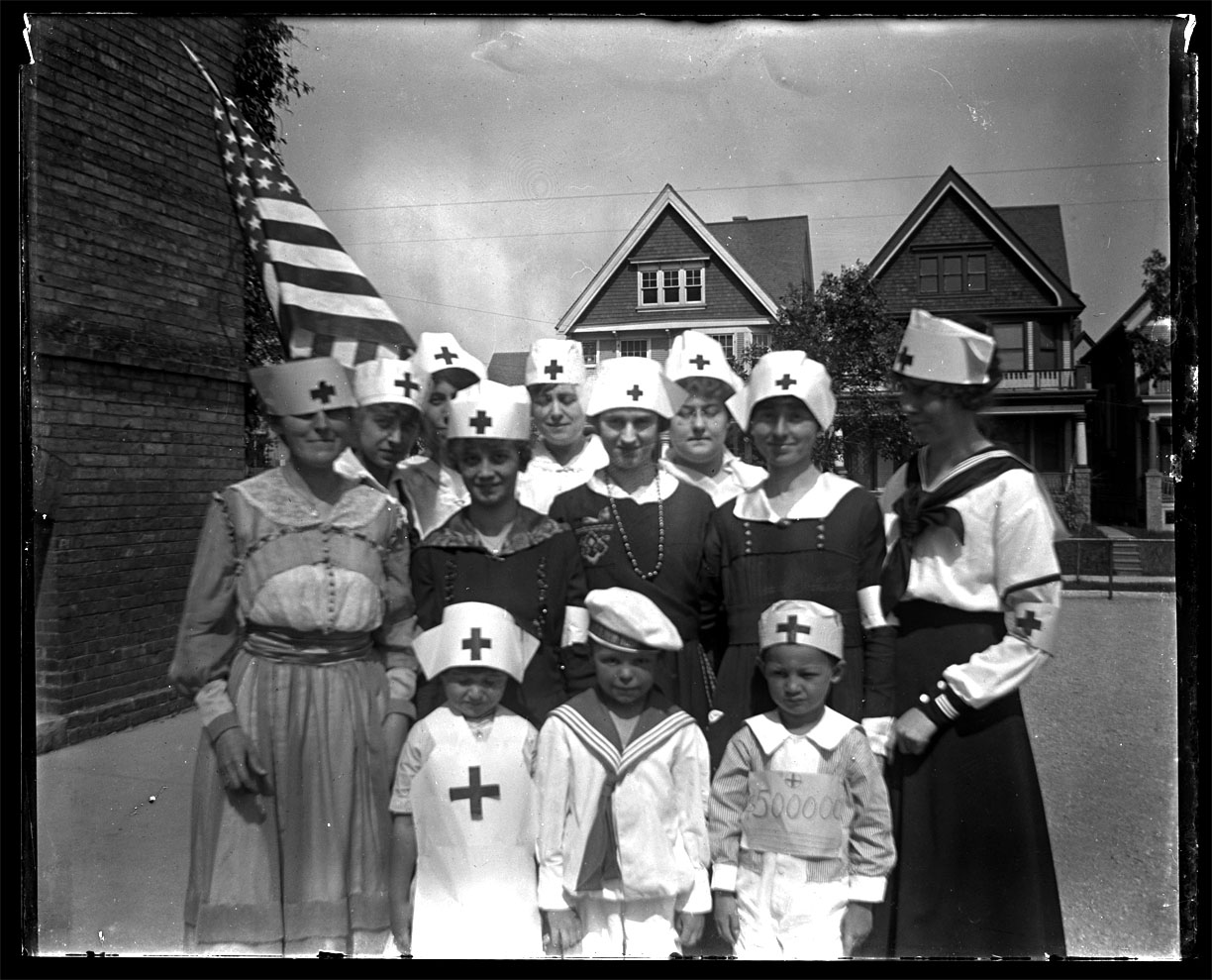 The Red Cross Volunteers C.1910 from original 5x7 glass plate negative
