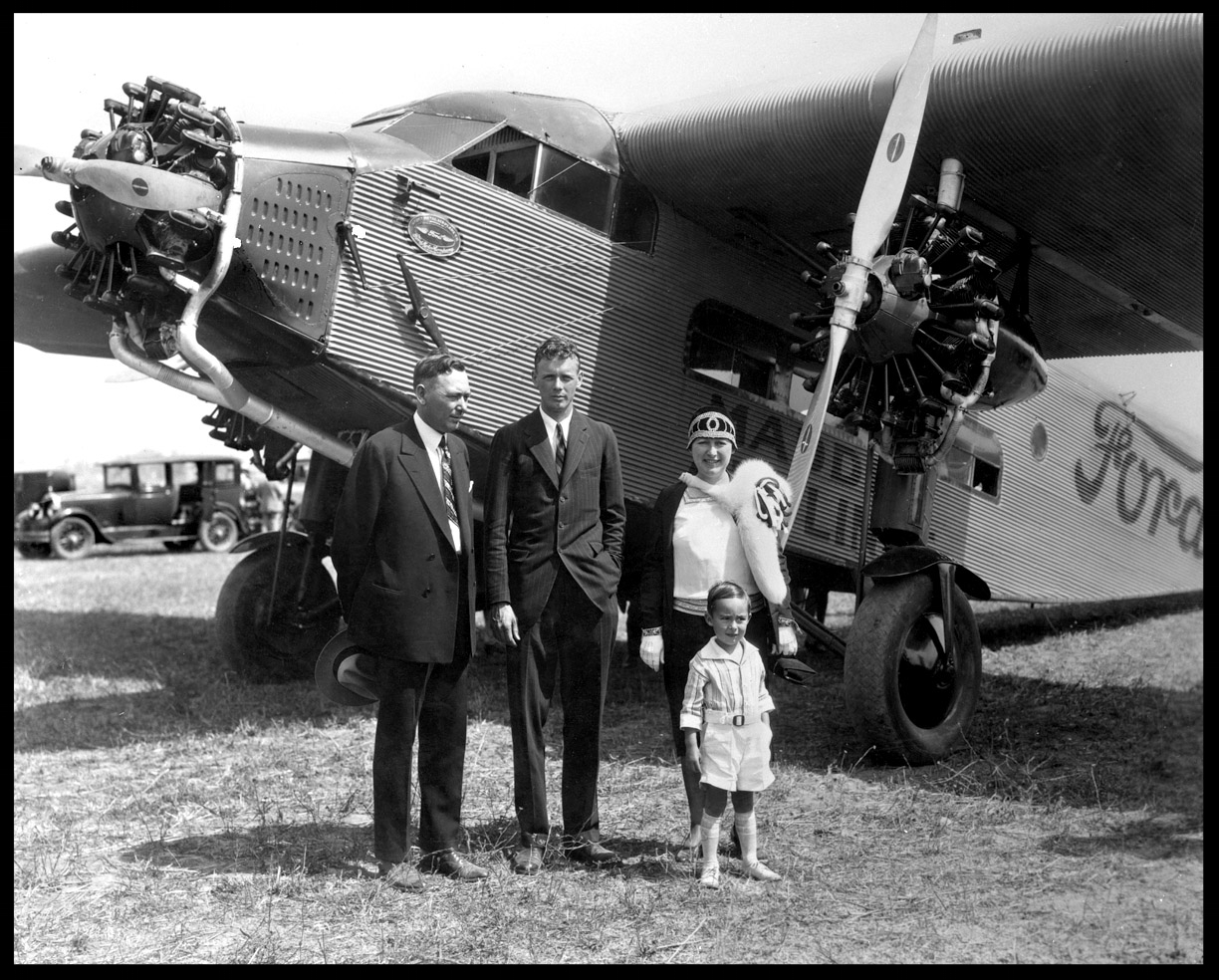 Charles Lindbergh Delivers Plane to Ford Plant c.1928 from original 4x5 negative
