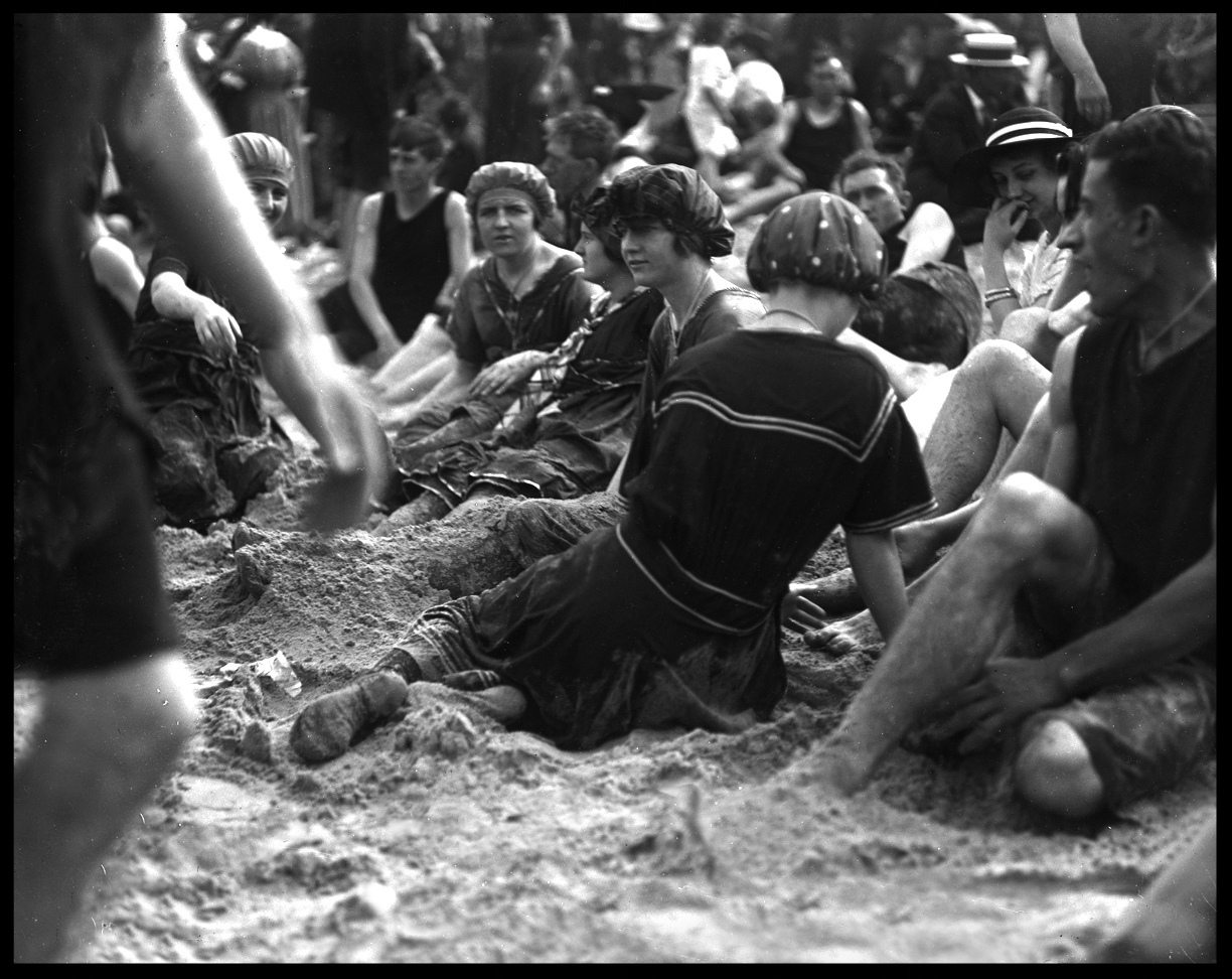 Coney Island Beach c.1918 from original 4x5 negative