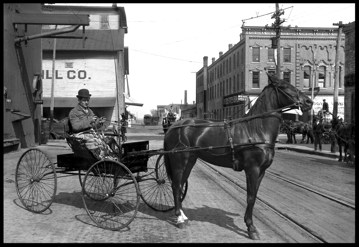 Horse & Carriage c.1920 from original 5x7 glass plate negative