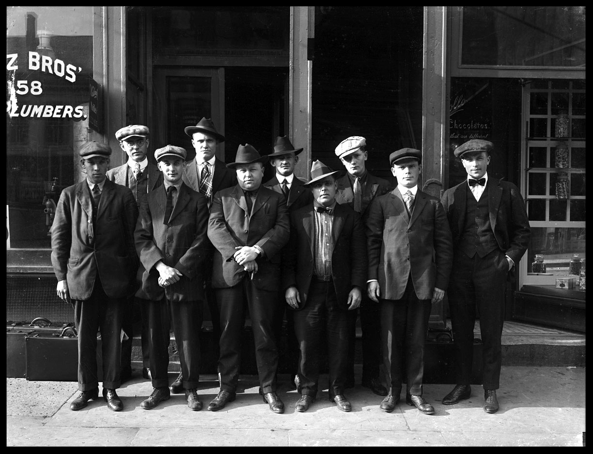 The Plumbers, A Group of Gangsters with an Al Capone Look alike c.1920 from original 5x7 glass plate negatve