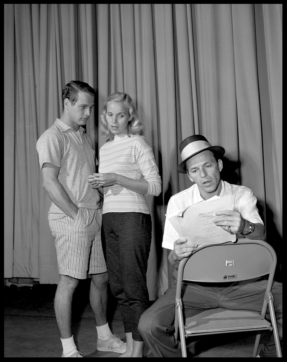 Paul Newman, Eva Marie Saint, & Frank Sinatra c.1955 from original 4x5 negative