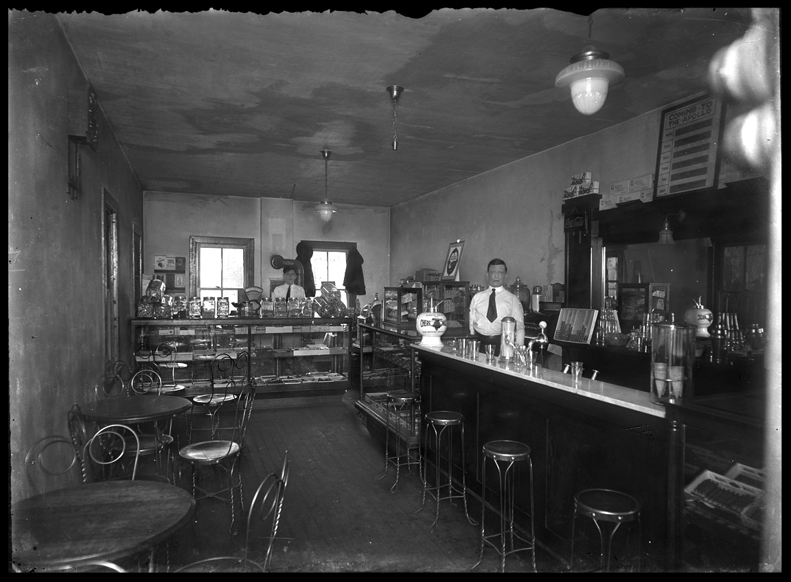 Soda Shop c.1920 from original 4x5 negative