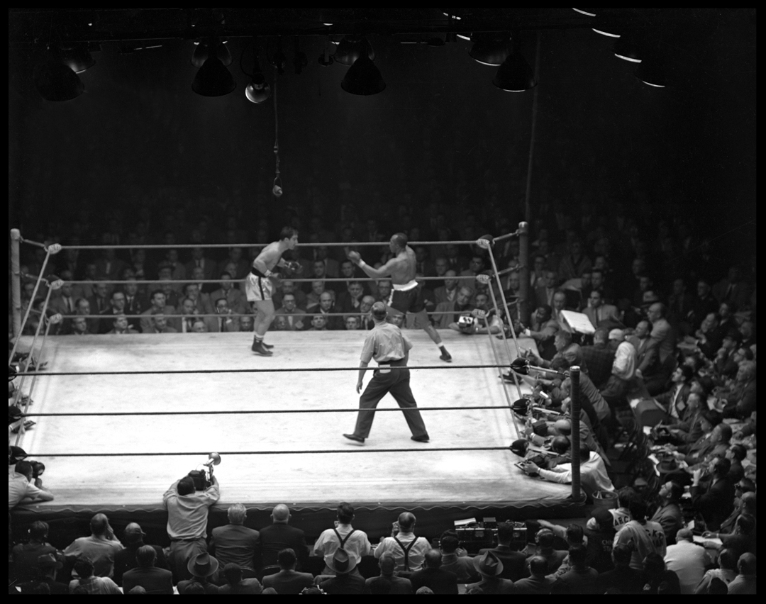 Rocky Marciano vs Jersey Joe Walcott c.1952 from original 4x5 negative