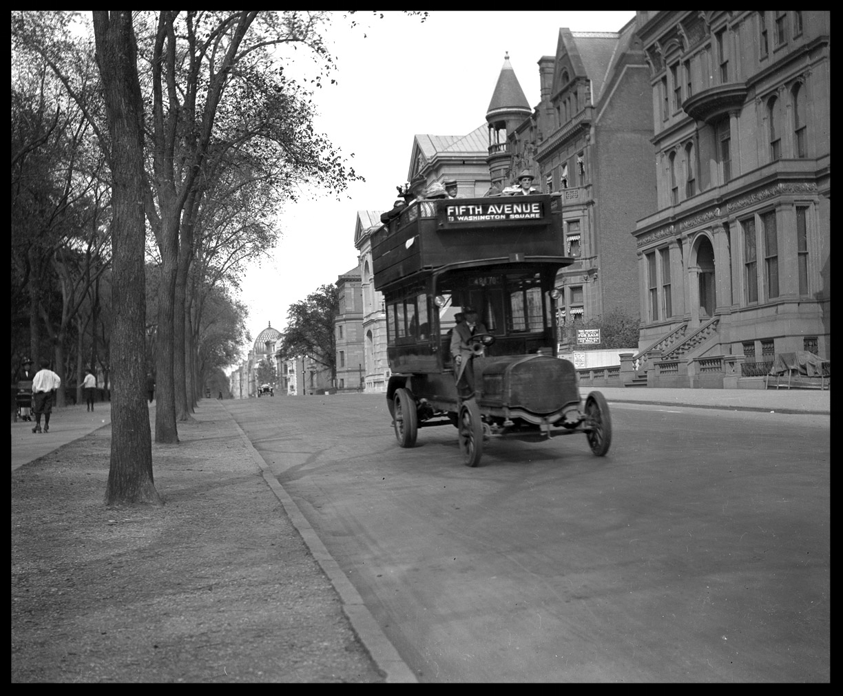 5th Ave Trolly Bus c.1915 from original 4x5 negative