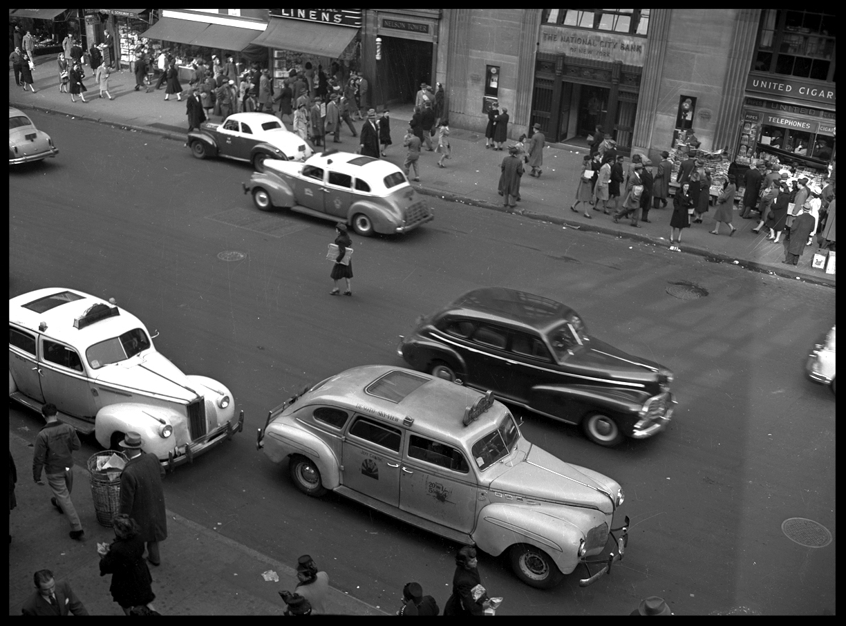 Times Square Taxis c.1946 from the original 4x5 negative