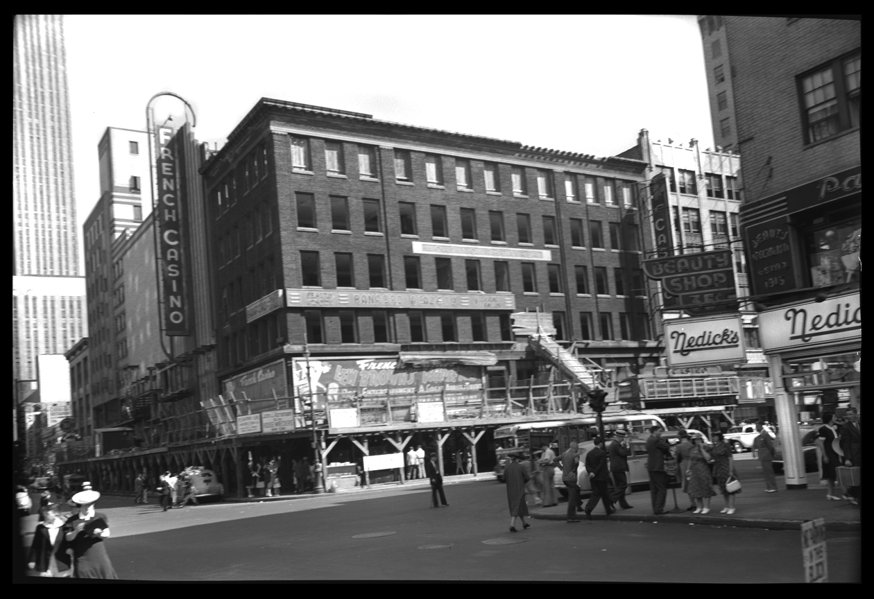 50th St at 7th Ave c.1940 from original 4x5 negative
