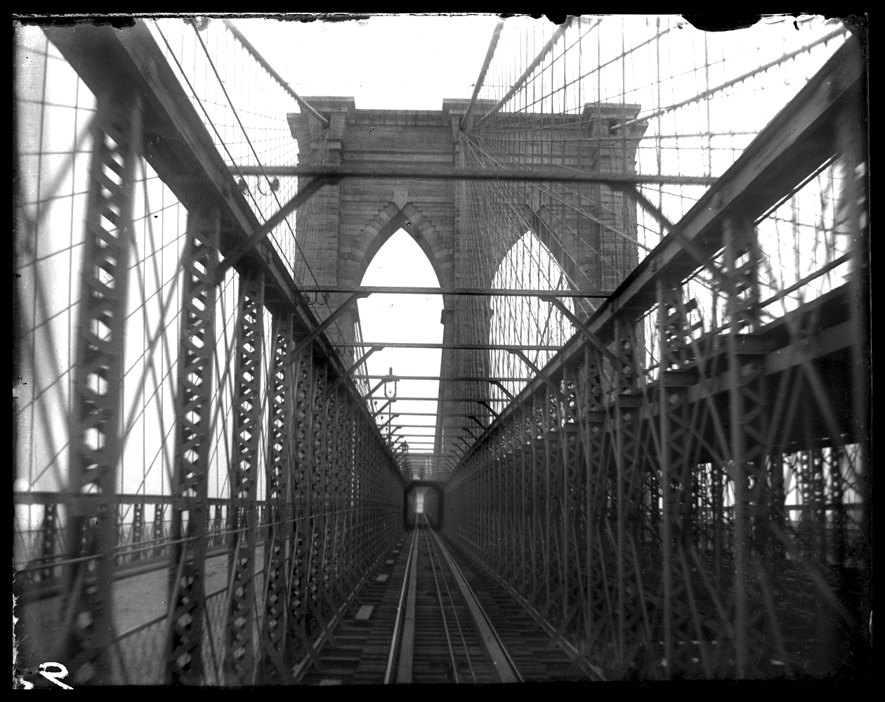 Early Brooklyn Bridge Photo c.1900 from original 4x5 Glass Plate Negative