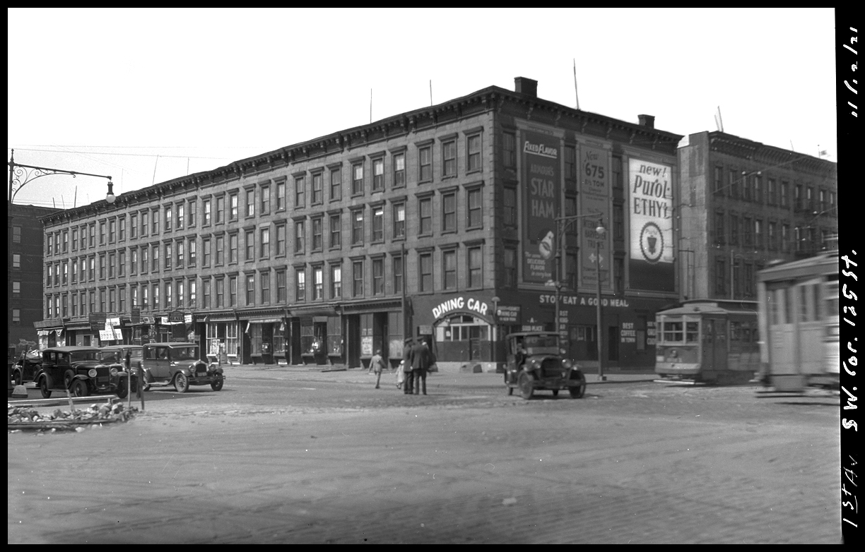 East Harlem, NYC. 125th St &amp; 1st Ave c.1931 from the original 4x5 negative