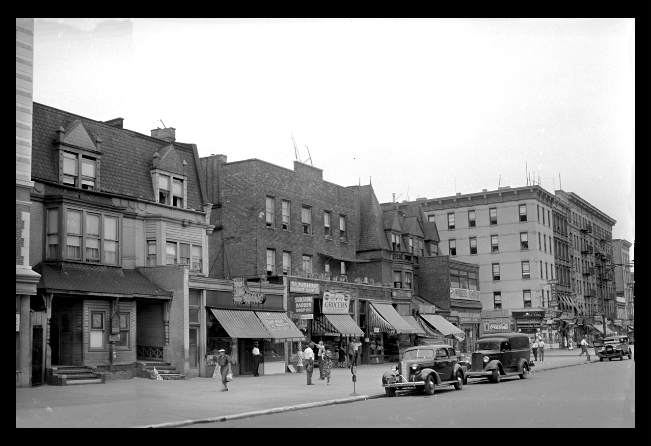 Old Lenox Ave &amp; 130th St, NYC c.1938 from original 4x5 negative