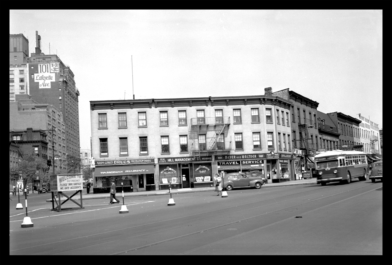 Fulton St &amp; Lafayette Ave Brooklyn c.1942 from original 4x5 negative