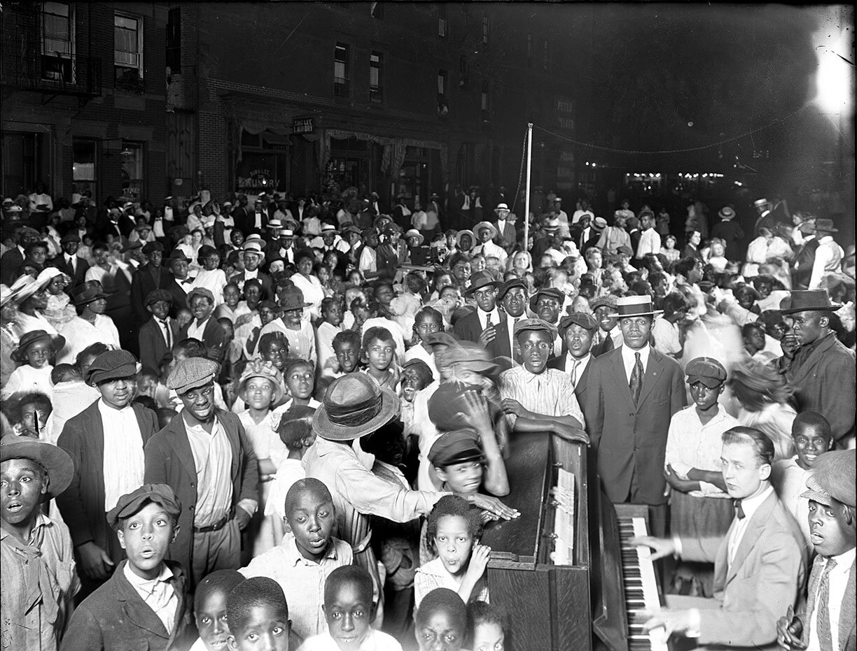 Jazz Street Party Harlem NYC c.1915 from original 8x10 Glass Plate Negative