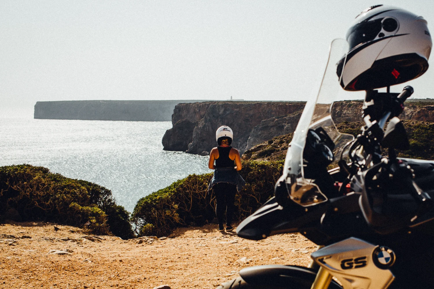“MotoXplorers is a great BMW motorcycle rental and tour company about 15 mins from Lisbon city center. We got a BMW F800GS and headed south across the Tagus river by way of the Ponte 25 de Abril bridge, stoping at the Christ the King Sanctuary and observation deck with views back North”.