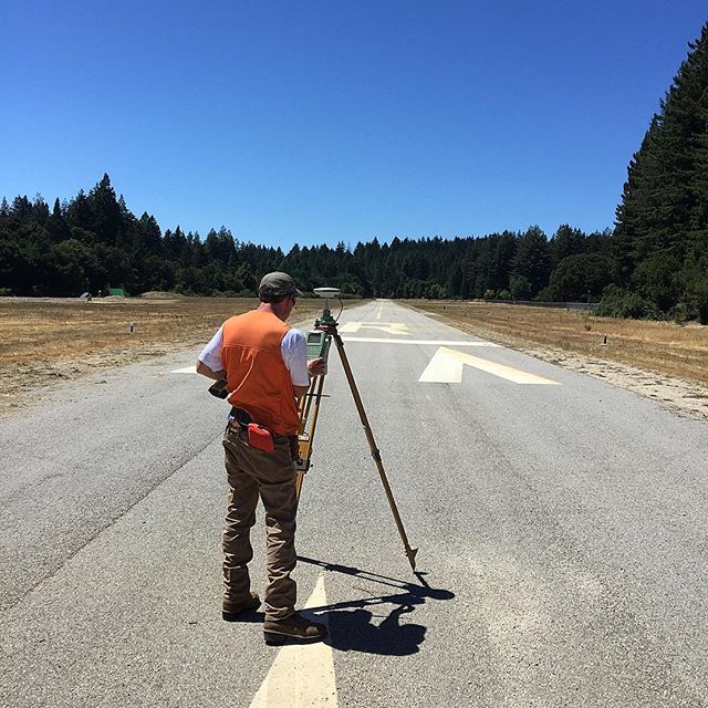 Collecting GPS coordinates for flight navigation and CALTRANS airstrip permit.