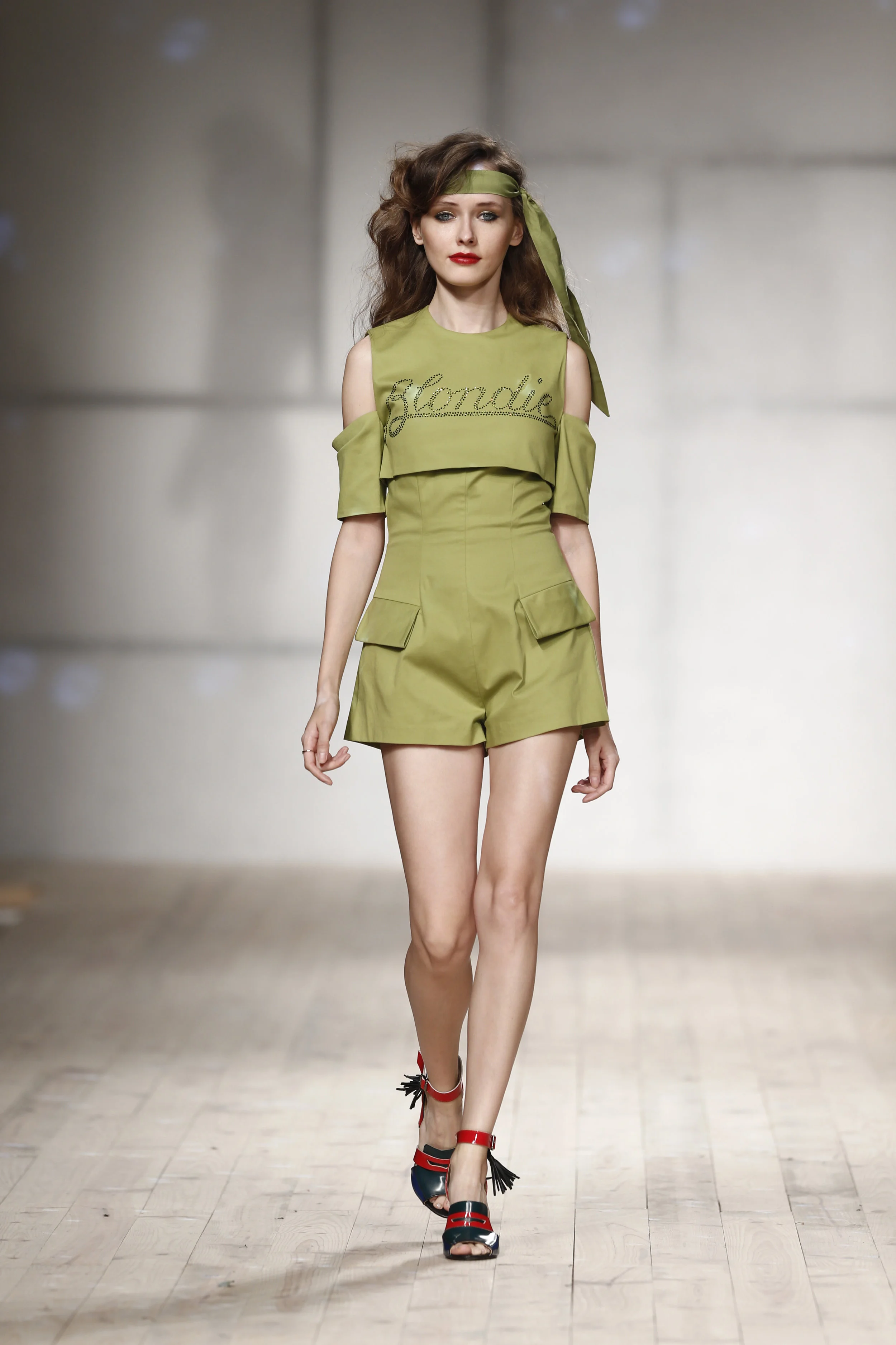 green jumpsuit with swarovski crystals One available size 36 Original Price 498€ | Discount Price 249€ Ref. LCss17s31
