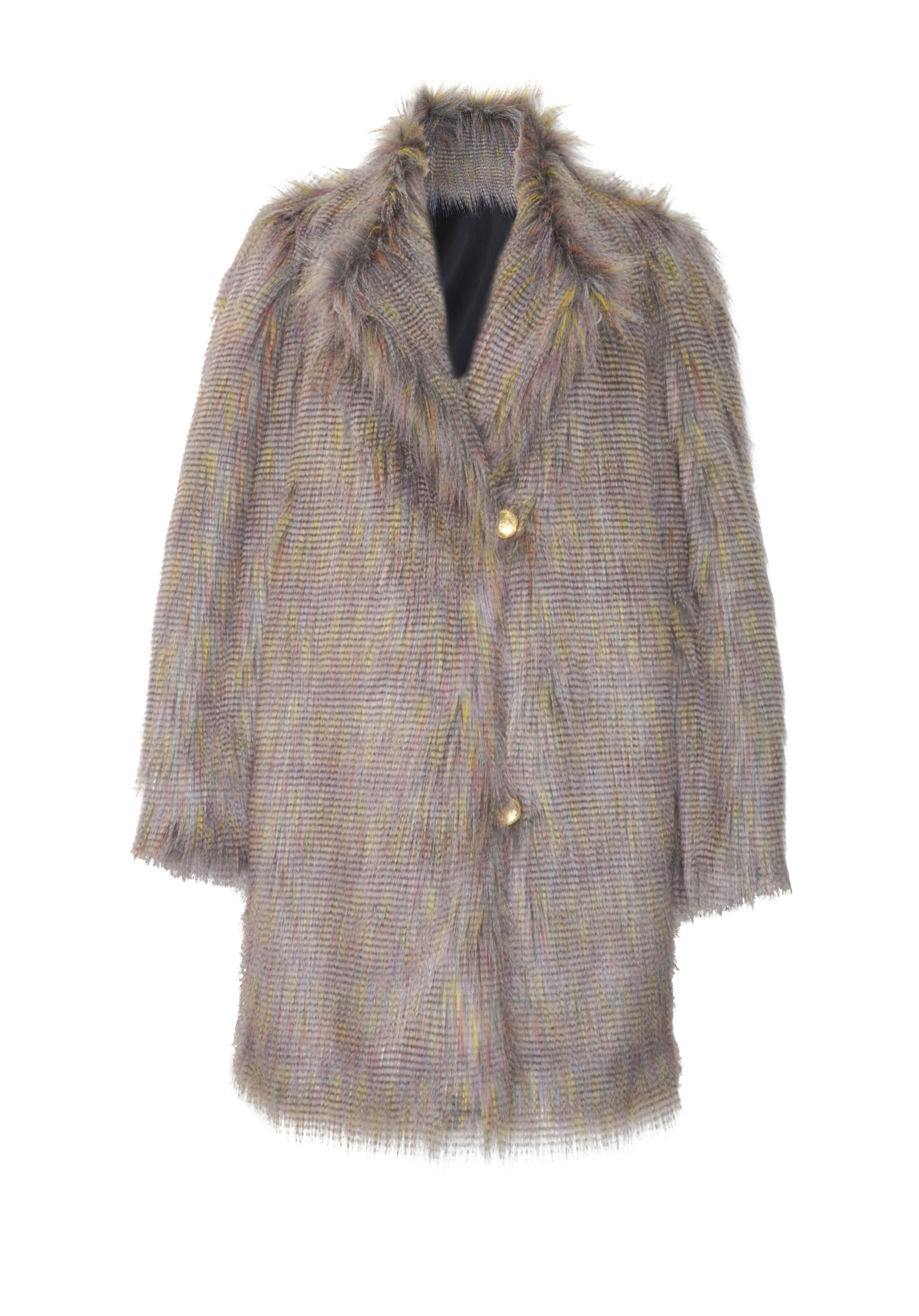 Colourful Faux Fur Overcoat