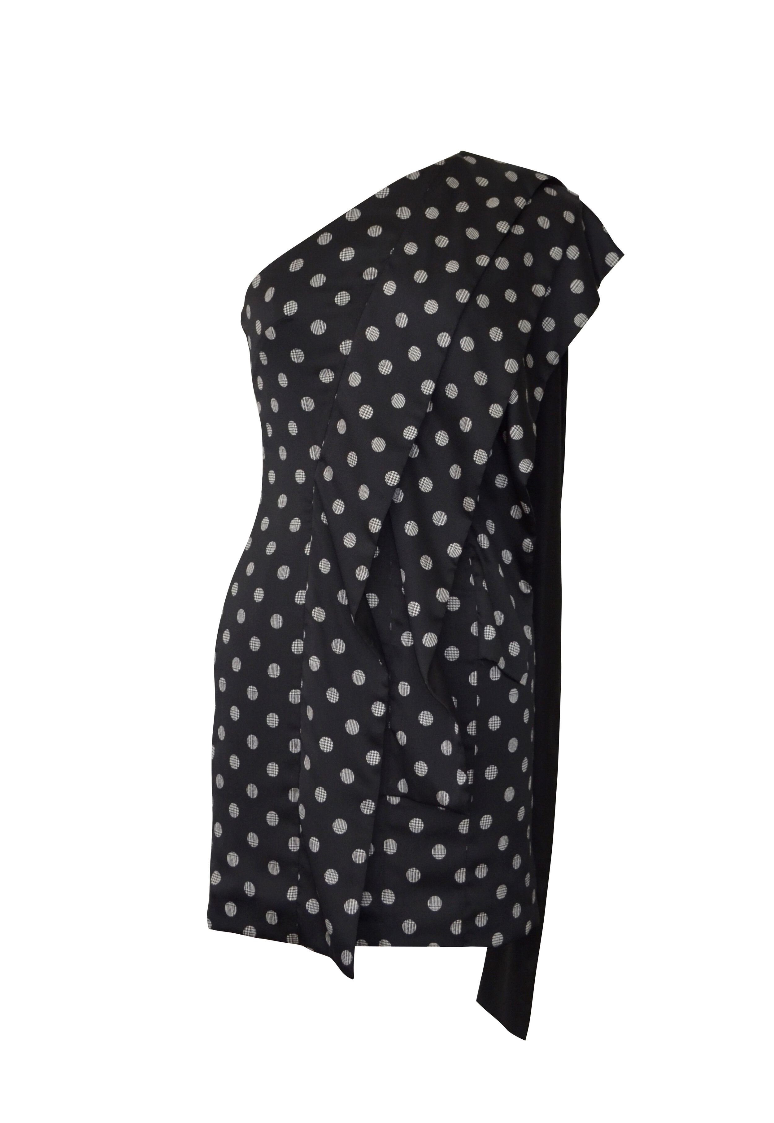 One Shoulder Polkadot Short Dress