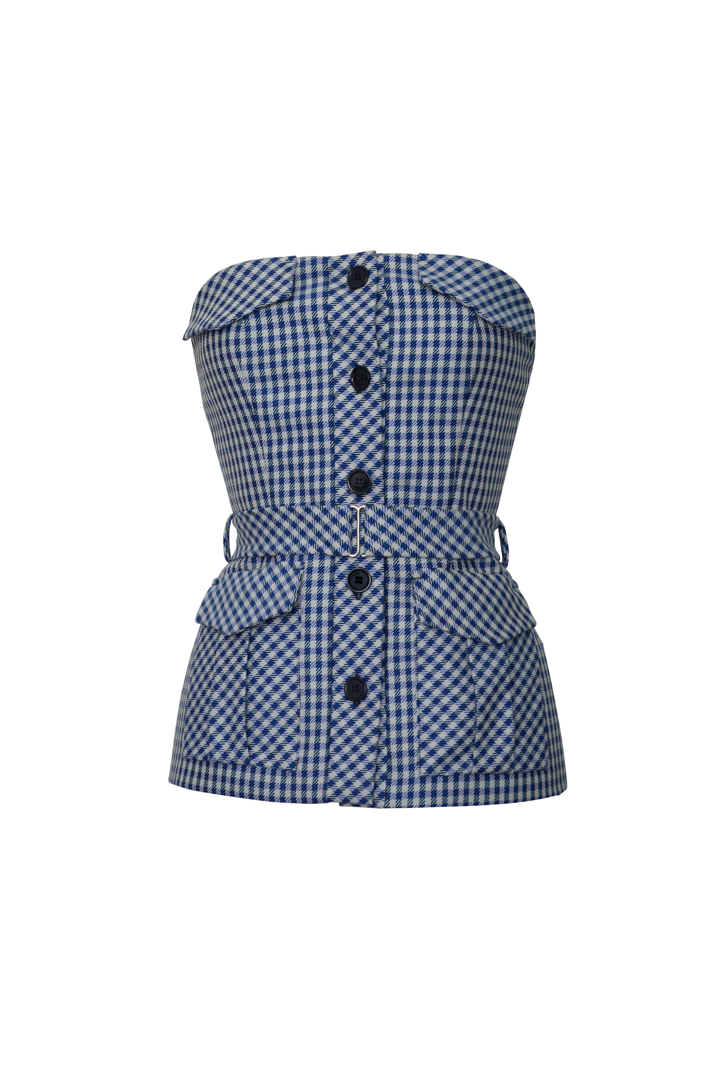 Blue Chess Vest with Buttons